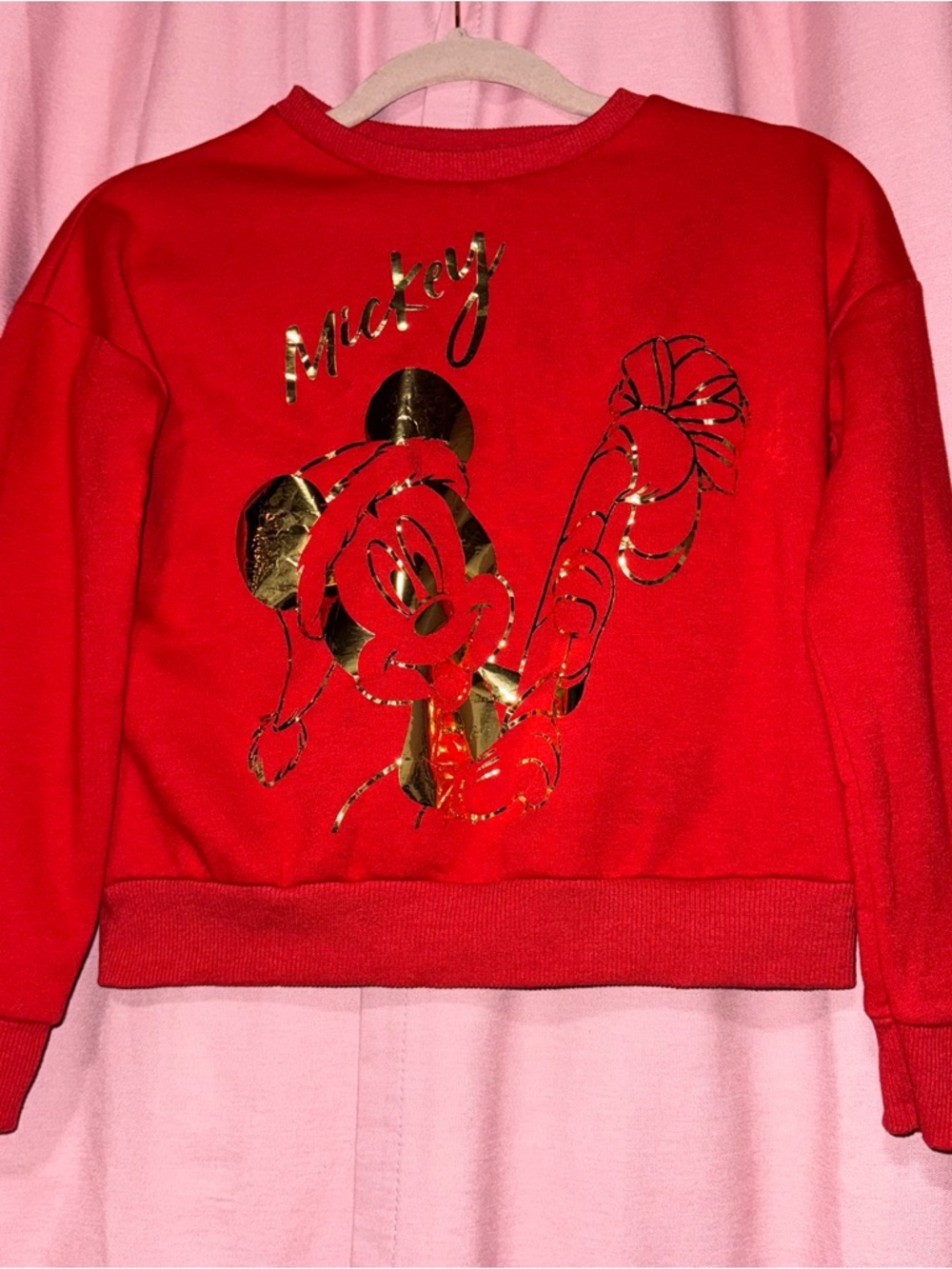 Mickey Red Sweatshirt with Gold Foil Graphic